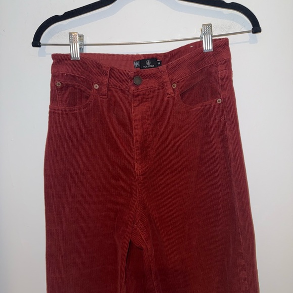 Volcom Women's Burgundy Corduroy Bootleg Pants, sz 27 - Picture 8 of 16